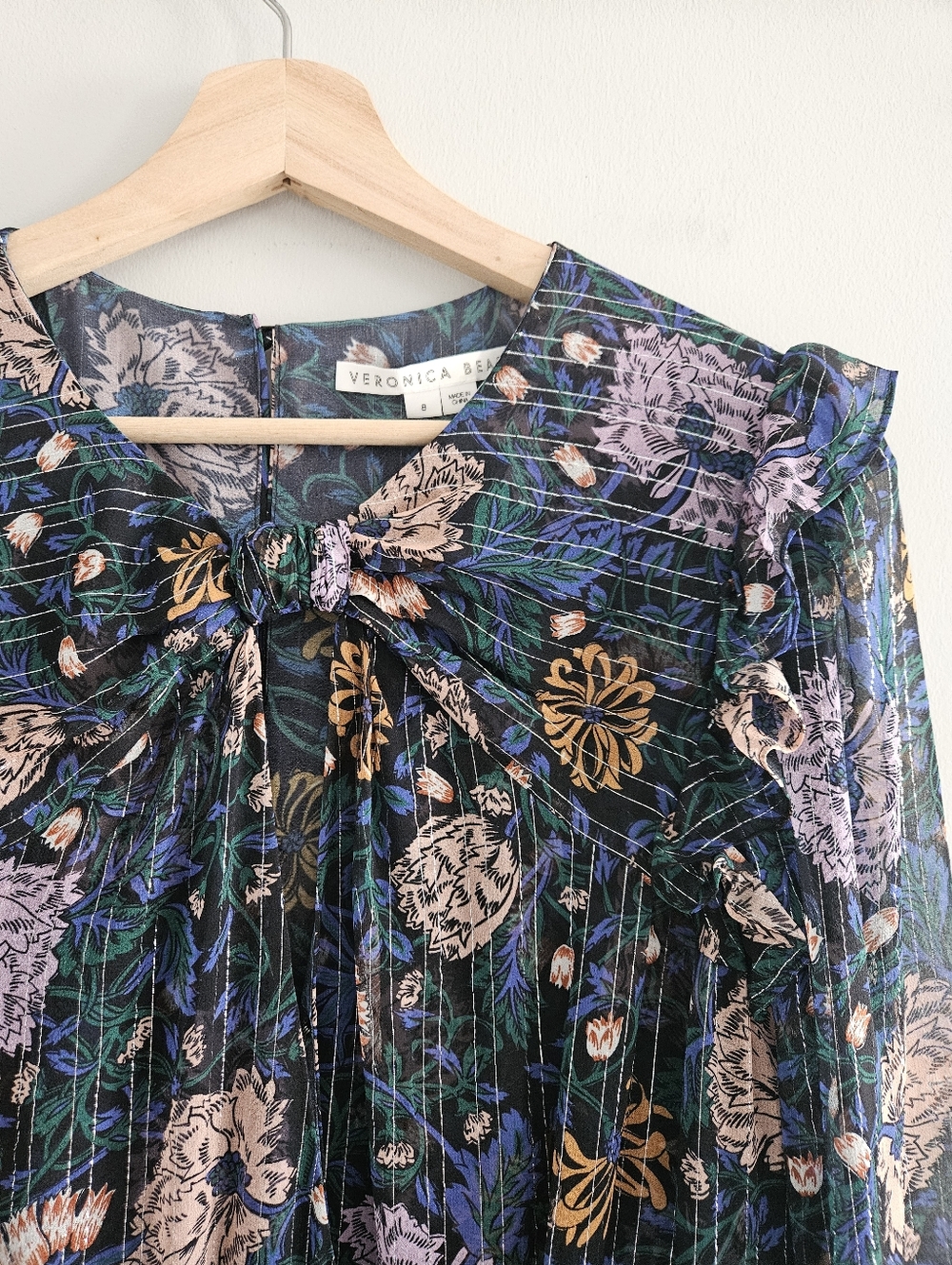 Veronica Beard Peppa Floral Metallic Silk Ruched Mini Dress Women's Size 8 Event - Picture 6 of 13